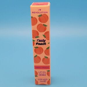 SEALED Revolution Tasty Peach Sweet Peach Lip Oil - Softly Tinted, Peach Scented